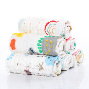 Toalla de gasa de algodón Qidou para bebés, 30x30cm, estampada de seis capas para bebés - Product Image 3