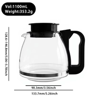 Carafe à café en verre transparente et écologique de 1100 ml, réglable en hauteur, compatible avec plusieurs marques de machines à café, carafe de remplacement
