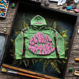 Sweat à capuche personnalisé Y2K 100% coton French Terry unisexe, coupe ample, ourlet arrondi, capuche courte, imprimé gonflé d'hiver, respirant - Product Image 3