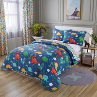 Ensemble de couvre-lit matelassé pour enfants, dinosaure, double face, réversible, couvre-lit, couverture