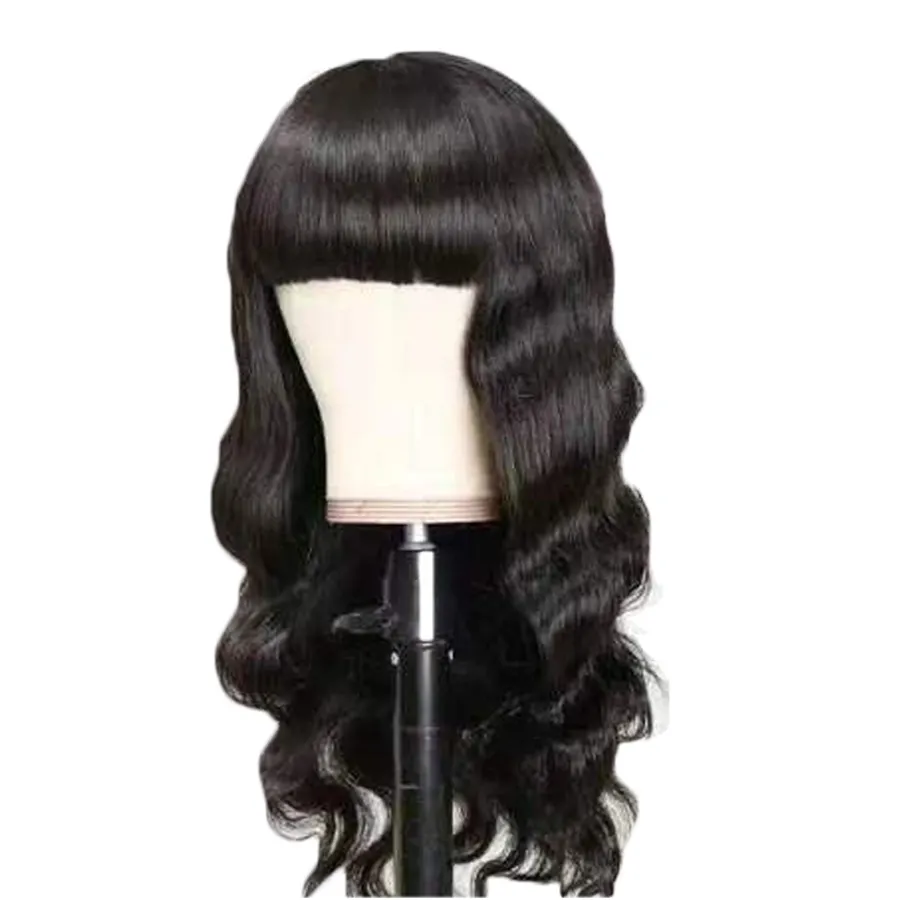 Hair Wigs Machine Made Wig Brazilian Hair Body Wave Wigs Wholesale CuticleAligned Human Hair Wigs With Bang Apple Girl