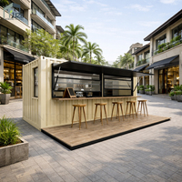 Bar conteneur modulaire écologique préfabriqué de conception luxueuse avec aménagement personnalisé et 2 fenêtres de service