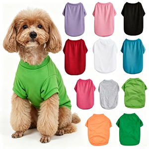 Camiseta de Verano Transpirable para Perro, Cuello Redondo, Estilo Deportivo para Mascotas, Muestra Gratis, Ropa para Perro de Color Sólido - Product Image 1