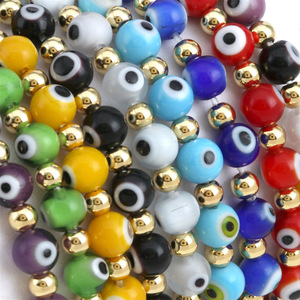 Pulseras de bola redonda de <span class=keywords><strong>Chamilia</strong></span> Unisex, brazalete elástico bohemio, azul, arcoíris, ojo malvado, hecho a mano - Product Image 3