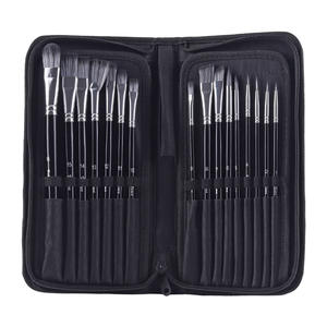 Ensemble de 15 pinceaux d'artiste en nylon à manche en bois de qualité supérieure avec sac en toile, idéal pour la peinture sur toile en <span class=keywords><strong>studio</strong></span> et en classe - Product Image 2
