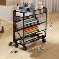 Étagère mobile pour le rangement des livres Chariot de lecture pour enfants avec roulettes Dortoir sur pied Bibliothèque simple
