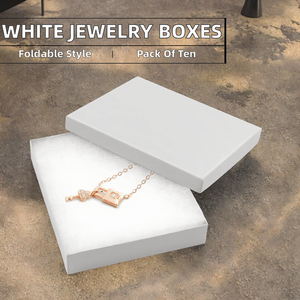 Caja de Regalo Rectangular Blanca para Joyería, Caja de Cartón para Collares y Colgantes con Inserto de Esponja - Product Image 2