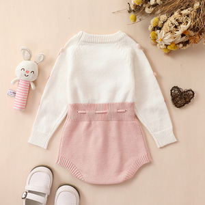 Combinaison en tricot pour bébé <span class=keywords><strong>fille</strong></span>, combinaison à manches longues brodée, vêtements d'automne pour bébé <span class=keywords><strong>fille</strong></span> - Product Image 2