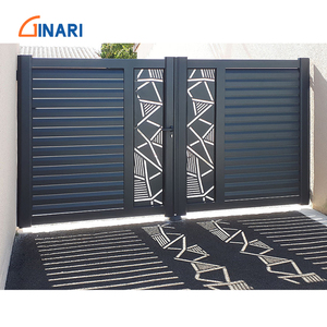 Grande Porte Coulissante Double en Alliage d'Aluminium Porte d'Entrée Automatique pour Villas Jardins Style Industriel Moderne Écologique Résistant aux Intempéries - Product Image 2