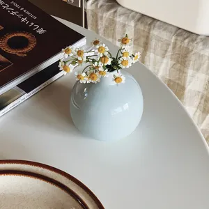 セラミック花瓶ミニシンプルな光沢のある水色セラミック装飾クリエイティブな家具北欧の花瓶工芸品ホームデコ