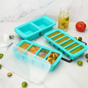 Thiết kế mới súp nước sốt nước dùng còn lại Silicone lớn đóng băng thực phẩm <span class=keywords><strong>Ice</strong></span> <span class=keywords><strong>Cube</strong></span> khay container súp khuôn với nắp - Product Image 3