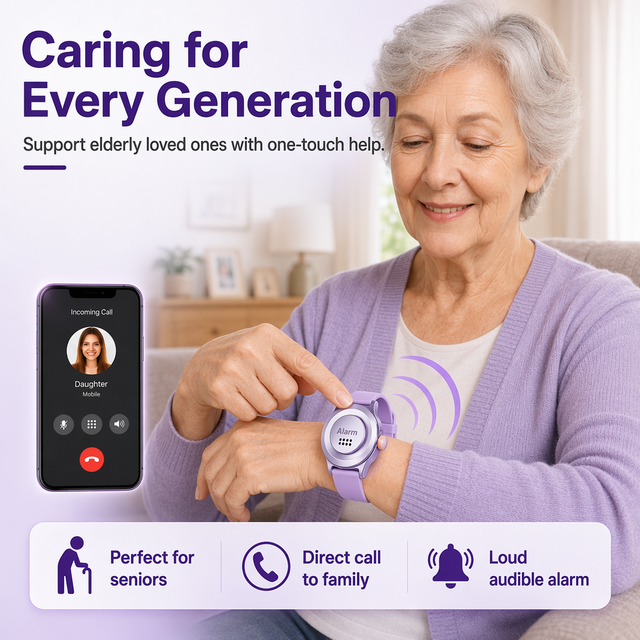 130dB Elderly Emergency Alarm Personal Alarm GPS Senior Tracking Fall Down Alarm Wearable GPS Tracking Messages and SOS Call