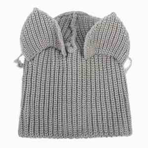 หมวกไหมพรมผู้หญิงขายส่ง หลายสี ลายทางถักโครเชต์ หูแมวปีศาจน้อย หมวกอุ่นๆ สไตล์ Y2K หมวกบีนนี่แบบพับขอบสำหรับฤดูหนาว - Product Image 4