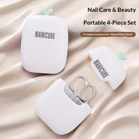 Ensemble de manucure populaire JM, 4 pièces, ensemble de ciseaux à ongles avec un design mignon et plat, pour la manucure à domicile et la coupe des ongles, logo personnalisable