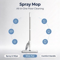 Serpillère pulvérisatrice avec manche extensible en acier inoxydable, taux de déshydratation élevé pour le nettoyage des sols en bois dur et en carrelage