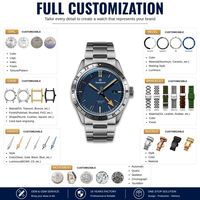 Montre automatique mécanique ultra-fine OEM personnalisée de qualité supérieure avec mouvement Seagull ST6, GMT, plongée, superluminescente