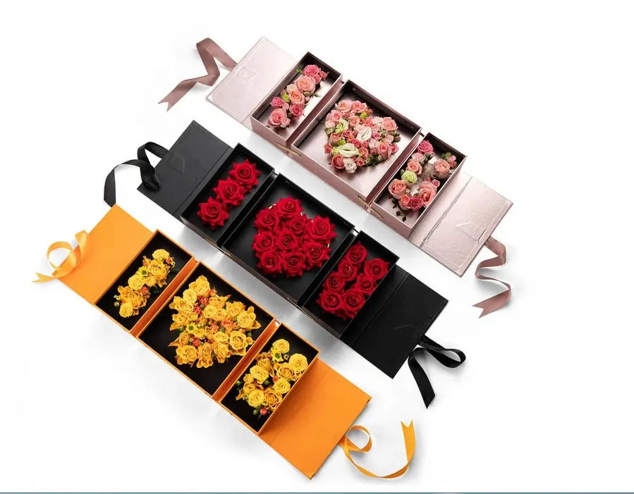I Love You Gift Box Romantic Custom Eternal Life Flower Packing Rose Soap Package Heart Shape Luxury Valentine Day Paper Wedding