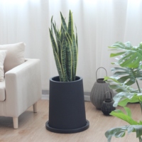 Pot de fleurs conique extra large moderne en ciment et fibre de verre, design décoratif pour jardin extérieur, usage domestique, noir et blanc