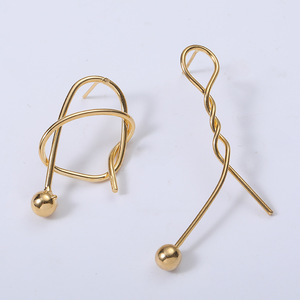 Boucles d'oreilles personnalisées transfrontalières en fil torsadé pour l'exportation, style froid, boucle en fil de cuivre, couleur pour femme, préservation de la couleur - Product Image 5