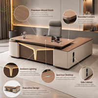 Bureau de direction de qualité commerciale en bois avec éclairage d'ambiance pour immeuble de bureaux administratifs modernes