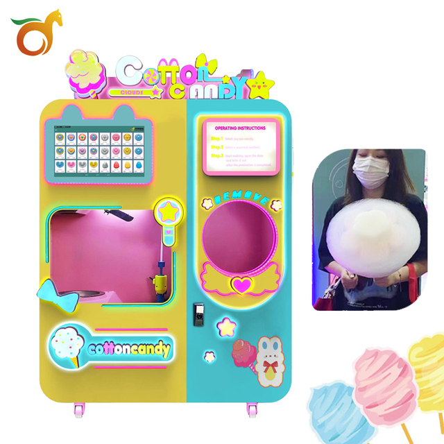 New Exclusive Diy Function Automatic Cotton Candy Vending Machine Commercial