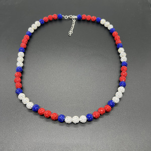 Vente en gros de colliers croisés pour garçons collier de baseball personnalisé réglable en cristal brillant avec perles en strass - Product Image 3