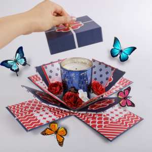 Caja de Pastel de 4 Pulgadas, Caja Sorpresa Explosiva Vacía, Caja de Regalo de Navidad o Aniversario con Mariposa Voladora - Product Image 1