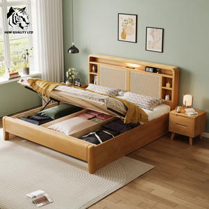 Cama de almacenamiento de madera de tamaño completo, nueva moda, muebles de dormitorio, con logotipo personalizado, precio más bajo, gran stock, envío inmediato, suministro de China - Product Image 4