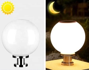 Moderno esférico LED metal acrílico paisaje columna luz impermeable al aire libre jardín columna luz, cerca cuadrada solar Pilar lámpara - Product Image 6
