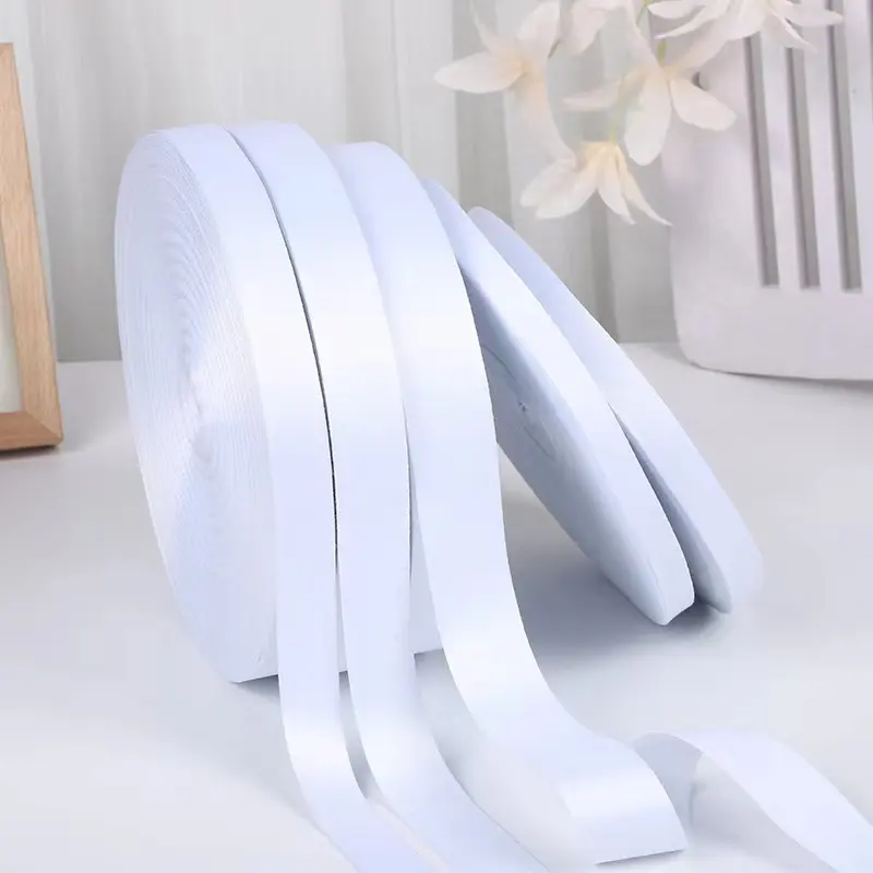 Ginyi Nhà Máy Bán Buôn Tùy Chỉnh Polyester Dày Trắng Ribbon Webbing Cho Thăng Hoa In Ấn Dây Buộc