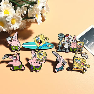 Para insignia de Metal chapado divertido Patrick Star <span class=keywords><strong>Mr</strong></span>. Krabs broche dibujos animados lindo creativo mochila accesorios grabados - Product Image 3
