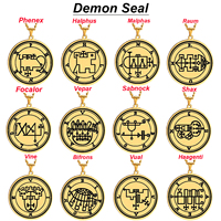 Les sceaux d'or des 72 esprits, la moindre clé du roi salomon Asmoday, origine du démon goetia-37-48, collier pendentif en acier inoxydable