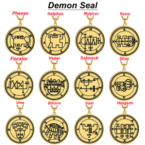 Les sceaux d'or des 72 esprits, la moindre clé du roi salomon Asmoday, origine du démon <span class=keywords><strong>goetia</strong></span>-37-48, collier pendentif en acier inoxydable - Product Image 2