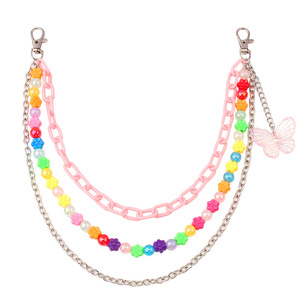Cadena de Cintura de Moda para Mujer, Estilo Hip Hop, Multicapa, con Cuentas Coloridas y Dije de Mariposa, para Uso Diario, Aleación de Zinc - Product Image 5