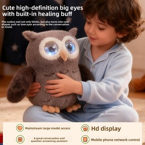Gufo Parlante Intelligente AI in Velluto con Doppio Occhio e Emozioni, Rivestimento in Rete per Interazione WIFI, Bambola Compagna Antistress per Età 14+ - Product Image 2