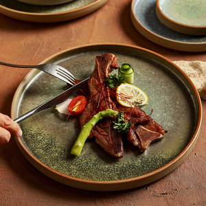 <strong>Ceramic</strong> Dinner <strong>Plate</strong> 5 6/7.8/10 inch Stoneware Flat <strong>Plate</strong> Wedding Dinnerware Restaurant Snack Dessert Beef Steak Pasta Dish - Product Image 5