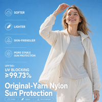 Veste de protection solaire légère en nylon UPF50+ sur mesure OEM, tissu en fil original respirant et pliable pour la randonnée et la course à pied