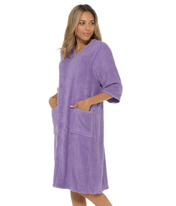 Factory Luxurious Unisex Towelling <strong>Dressing</strong> <strong>Gown</strong> Thick Hooded Bathrobe 100% Cotton <strong>Zip</strong> up Terry Toweling Bathrobe for Women - Product Image 4