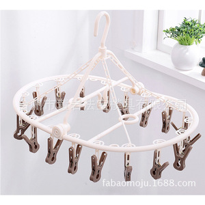 Séchoir à linge rond en plastique avec pinces, pliable, type crochet, pour vêtements et chaussettes - Product Image 1