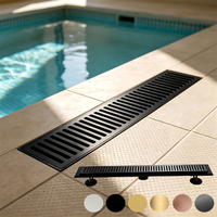 Promotion : Drain de douche linéaire moderne en acier inoxydable 304 noir mat, à bride, personnalisable pour salle de bain, cuisine et extérieur