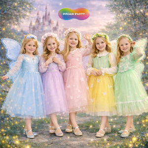 Vente Flash - En Stock - Livraison Rapide - Faible MOQ - Ensemble Robe de Fée pour Enfants - Robe de Princesse en Tulle Rose <span class=keywords><strong>à</strong></span> Manches Longues avec Ailes et Couronne de Fleurs - Product Image 4