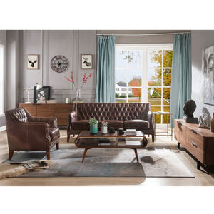 <span class=keywords><strong>Sofa</strong></span> Booth Restoran Kulit PU Chesterfield Vintage dengan Sandaran Berumbai Kancing untuk Kafe Bar Hotel - Product Image 6