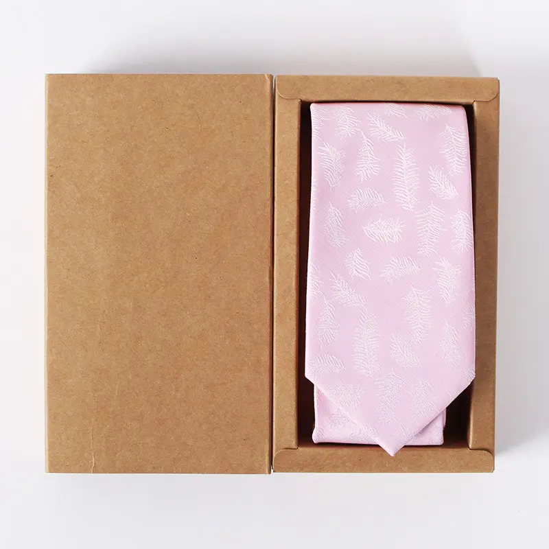 สต็อกผูกโบว์ผูกกล่องกระดาษของขวัญสนับสนุนโลโก้ที่กำหนดเองกระดาษคราฟท์คอผูกกล่องบรรจุภัณฑ์
