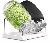 2 bocaux en verre de qualité alimentaire à large ouverture, résistants au congélateur, avec couvercles de germination en acier inoxydable 316