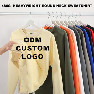 Suéter de Cuello Alto Tejido de Algodón 480G, Transpirable, para <span class=keywords><strong>Hombre</strong></span> y Mujer, Otoño, Nuevo, Color Sólido, Holgado, Manga Larga - Product Image 1