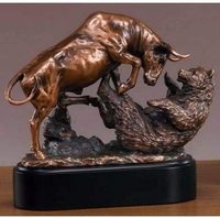 Escultura de toro y oso de resina de bronce 2024, estatua de Toro, escultura personalizada, FIGURA DE ACABADO DE BRONCE
