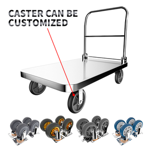 Carrello <span class=keywords><strong>a</strong></span> <span class=keywords><strong>mano</strong></span> con piattaforma in acciaio inossidabile di medie dimensioni 60*90CM con ruota silenziosa con corrimano pieghevole - Product Image 4