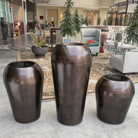 Fournitures de jardin : Pots d'arbre durables en acier inoxydable, grands vases de sol en métal, jardinières extérieures en acier bronze rouge