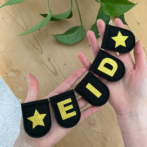 Pafu Islamic Banner Decoration Gold Glitter <strong>Personalised</strong> Bunting Felt Garland Ramadan <strong>Eid</strong> Mubarak Banner - Product Image 4