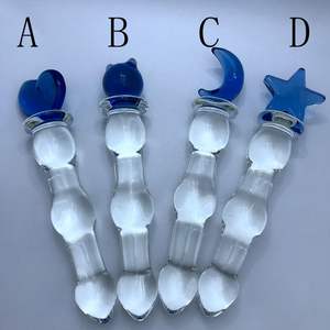 Set de Juguetes Sexuales Anales de Cristal Rosa con Diseño de Luna, Gato y Estrellas, con Calcomanía de Luna, Gato y Estrellas - Product Image 1